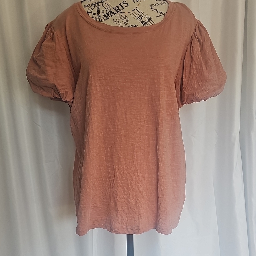 Pink Puff Sleeve Short Tee Relaxed Fit